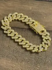 Men’s 18K Gold Plated iced out chain link Bracelet
