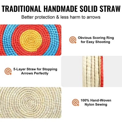 20 Inch 5 Layer Solid Straw Archery Target Round Outdoor Shooting Practice