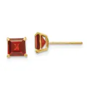 14K Yellow Gold 5mm Square Garnet Stud Earrings Madi K Children's Jewelry