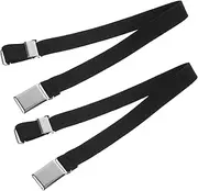 [TOGEVAL] Boys and Girls Waist Belts 2pcs Boys/girls Stretchy Elastic Belts Black Adjustable for Gym