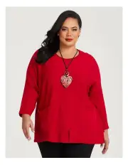 [Taking Shape] Pocket Batwing Natural Knit Jumper in Ribbon Red
