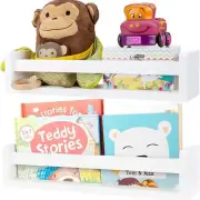 White Floating Bookshelf - Set of 2 - Kids, Nursery, Office, Kitchen, Bathroom