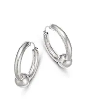 Bloomingdale's Fine Collection Large Tube Ball Hoop Earrings in Sterling Silver