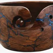 Tangle-Free Rosewood Yarn Bowl: Personalized Lichtenberg Design, Perfect for Kni