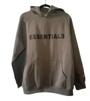 Fear of God Essentials Men's Olive/KhakiApplique Logo Pullover Hoodie- Large