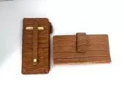 NWT Set of 2 Rolf Rolfs Croco Tan Checkbook Cover Card Carrier VINTAGE