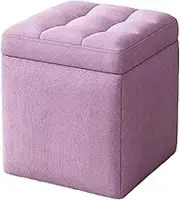 Storage Ottoman, Foldable Small Ottoman Foot Rest, 30 X 30 Cm Foot Stool, Ottoman with Storage, Load Up to 130 Kg, for Living Room, Bedroom, Dorm(Purple)
