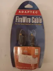 Adaptec FireWire Cable 6Ft. 4-Pin To 4-Pin For High Speed Solutions 400 Mbps New