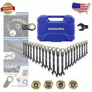 Metric and SAE Flex-Head 22-Piece Ratcheting Wrench Set with Organizer Box