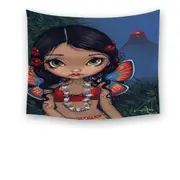 Winged Tiki Hula Girl Hawaiian Volcano Fairy Tapestry