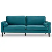 Sarantino Faux Velvet Sofa Bed Couch Furniture Lounge Suite Seat Blue
