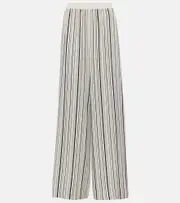 [Joseph] Joseph Hulin striped silk crêpe wide-leg pants AU 14 white
