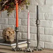 Halloween Black Resin Decorative Candle Holders Set of 3, 4.5"H, 8.6"H & 11"H