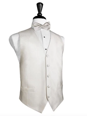 Ivory Silk Faille Tuxedo Vest and Tie
