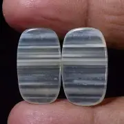 100% Natural Lovely Pair White MONTANA Agate 18.50 Cts. Cabochon Loose Gemstone