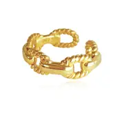Culturesse Livy Sterling Silver Adjustable Link 2.2cm Open Ring 18K Gold Plating