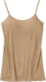 [Generic] Women's Fashion Blouses Adjustable Camisole with Frame Bra Stretch Undershirt Business Shirts (Khaki, S)