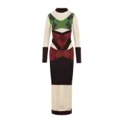 [Marine Serre] Marine Serre-Multicolor Regenerated Lozenge Knit Fitted Cotton Dress-Donna S