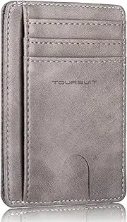 [TOURSUIT] Travel Minimalist Slim Front Pocket Wallet for Men Women, RFID Blocking Credit Card Holder Case, Grey, Minimalist