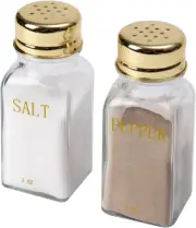 Gold Clear Salt and Pepper Shakers Set- Modern Kitchen Decor White Accessories