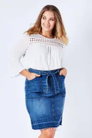 Denim Drop Hem Skirt--JAG-JWS165061