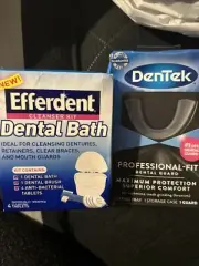 Efferdent Dental Bath Cleanser Kit | Bath-Brush-Tablets |1 Dental Guard