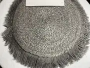 RACHEL ASHWELL Placemats (4) 15 INCH WOVEN GRAY FRINGE 100% JUTE NIP