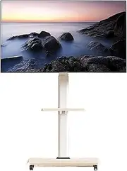 [LISHAOHU] Portable TV Stand with Wheels for 32 to 75 Inch LCD LED OLED Flat Screen, Portable TV Stand with Pivot, Suitable for Conference Room, Living Room, Bedroom