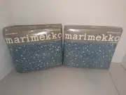 Marimekko King Fitted & Flat Sheet Set Dan River No-Iron Percale Blue Meadow