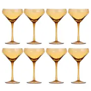 2x 4pc Ladelle Flynn Coupe Glass Stemware Cocktail/Martini Drinkware 18cm Amber