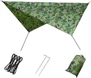 Hammock Rain Fly - Camping Tarp Shelter, UV Protection Shelter | 1 2 Person Hiking Bed with Tree Strap, Lightweight Hiking in the Outdoor Yard for Camping, Hiking And Hiking