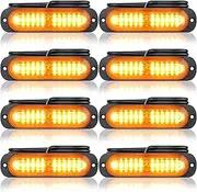 Maxetodo 8pcs Ultra Slim Amber LED Strobe Lights for Trucks & Emergency Vehicles | Waterproof, Syncable 12V/24V, 18 Flashing Patterns for Enhanced Visibility & Safety