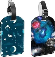 [WOSHJIUK] Luggage Tags,2 Pack Labels Suitcase Tags,Nebula Universe Landscape,Luggage Tags Privacy Protection Travel Bag Tag