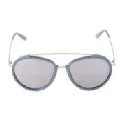 Smoke x Mirrors Viva Milky Grey Browline Aviator Silver Sunglasses