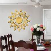 Sunflower Mirror Wall Stickers Decor Round Acrylic DIY Self-Adhesive Wall Art -Gold