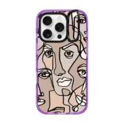 iPhone 16 Pro Impact Ring Stand Case MagSafe Compatible FACE MOSAIC SKETCH 4 DARK SKIN IPHONE, ABSTRACT MINIMAL PEOPLE MEN ILLUSTRATION COOL DAD By Ebi Emporium