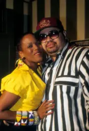 Rapper Heavy D appears in a backstage photo with Toukie Smith on J- Old Photo 1