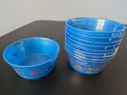 Plastic 4" Blue Bucket Christmas Holiday Lot Of 10 Bowl Container Gift Favor
