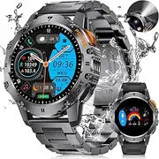 LIGE Smart Watch for Men with Bluetooth Calls/LED Flashlight 1.43" AMOLED Military Smart Watch with 500mAh Battery/110+ Sports Modes, IP68 Waterproof Fitness Tracker for Android iOS,Black
