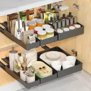 3 Pack Pull Out Cabinet Organizer, Slide Out Drawers for Kitchen Cabinets, Peel