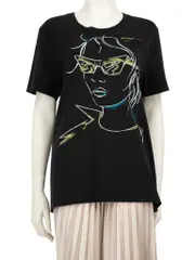Black Figure Print Top