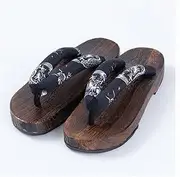 [GHYUB] Flip Flops Men,Platform Slippers Sandals,Mens Wooden Sandals Clogs Flip Flop Two-Teeth Japanese Traditional Flat Heel Slippers (Color : Style 3, Size : EUR45)