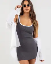 [Mooloola] Mooloola Women's Benny Dress in Charcoal/White 0 Charcoal/White