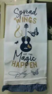 DOLLY PARTON KITCHEN TOWEL "SPREAD YOUR WINGS LET THE MAGIC HAPPEN"