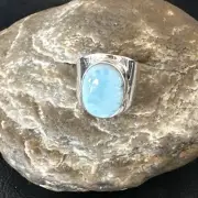 Womens Blue Larimar Navajo Sterling Silver Ring Size 8 17670