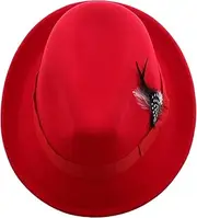 [TEMPNAP] Men's Dress Hat Flat Top Hat Red Cap Warm Felt Fedora Stylish Fashionable Fedora