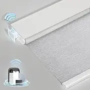 MANSNIX Smart Motorized Blinds with Remote, Cordless No-Drill Automatic Roller Shades, Blackout Electric Blind for Windows, Grey, 28.5 x 72