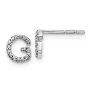 14k White Gold Real Diamond Initial G Earrings