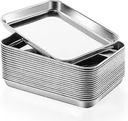 Ziliny 20 Pcs Stainless Steel Baking Sheet Cookie Sheets for Baking Rectangle 5 x 7 Inches Baking Trays for Oven Toaster Oven Pan Stainless Cookie Sheet for Office Home Restaurant Baking Supplies