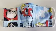 Cotton Face Mask 3 Layers Incredibles Superheros Washable Reusable Filter Kids